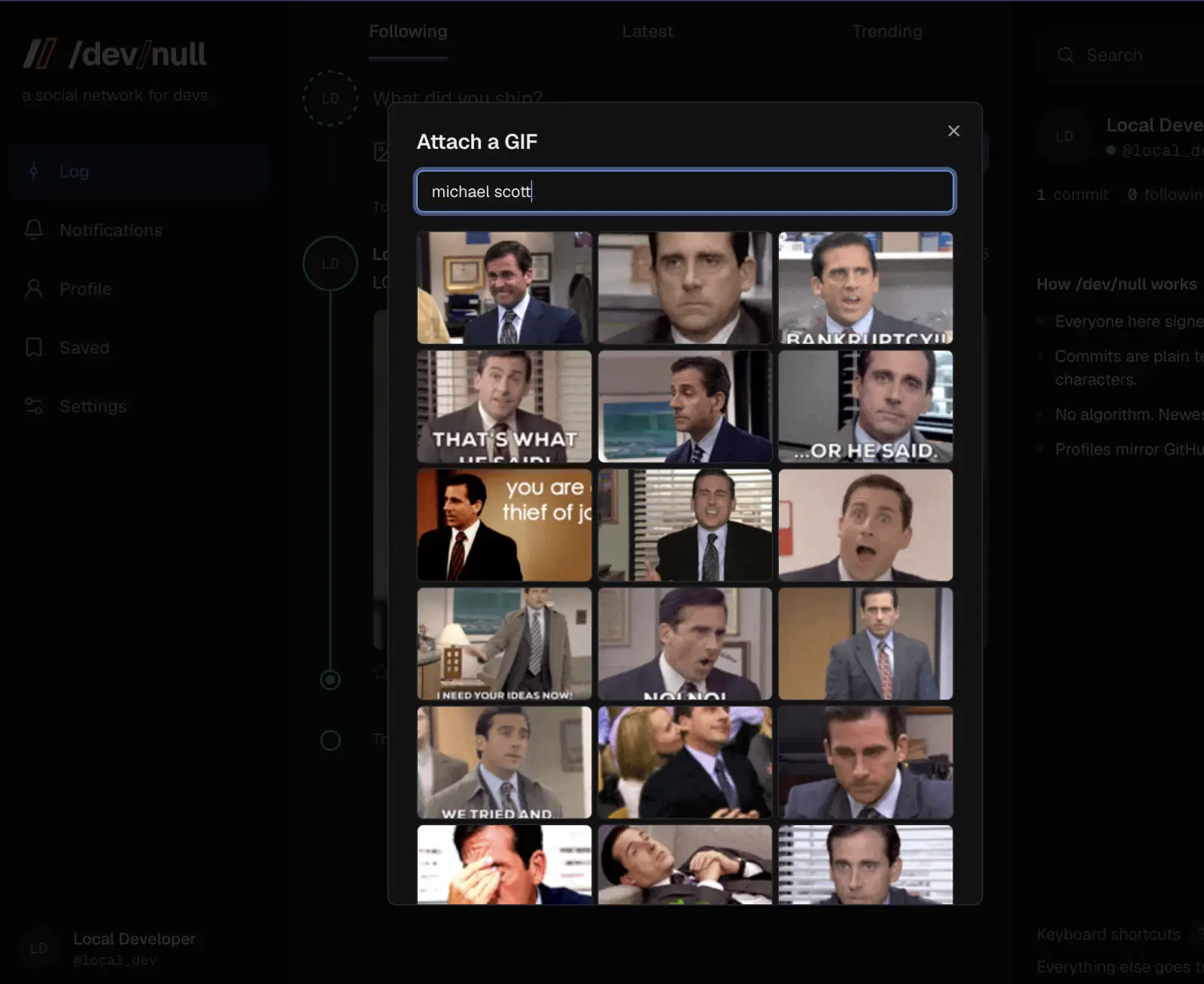 Giphy support in /dev/null