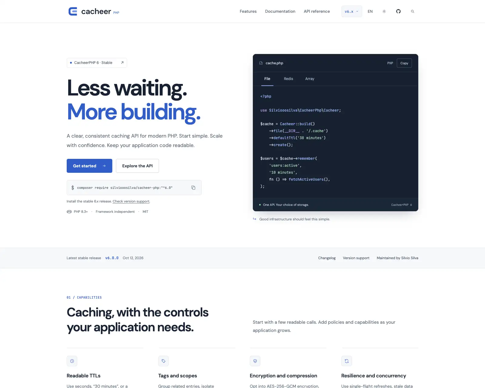 CacheerPHP Website HomePage